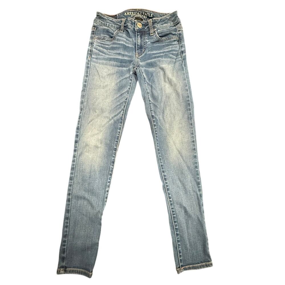 American Eagle Outfitters Women's Blue Super Stretch Skinny Jeans Size 0 Short
